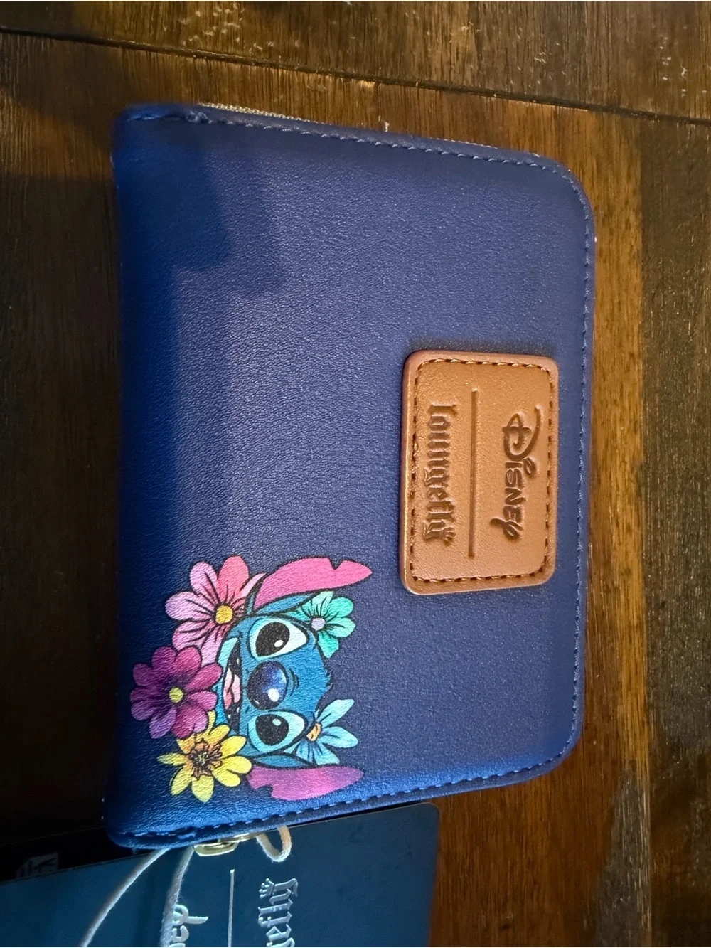 Loungefly Purple Blue Stitch Floral Zip Wallet